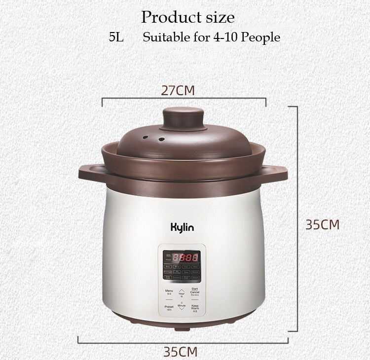 Kylin Electric Purple Clay Pot Slow Cooker 5L