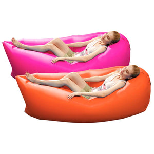 2X Fast Inflatable Sleeping Bag Lazy Air Sofa Orange/Pink - Pop Up Life