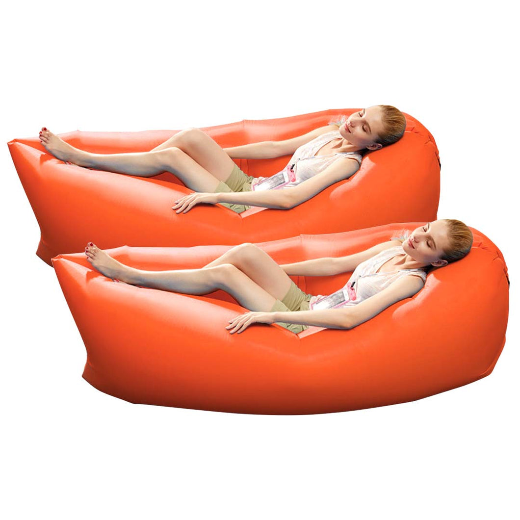 2X Fast Inflatable Sleeping Bag Lazy Air Sofa Orange - Pop Up Life
