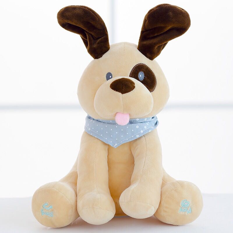 30cm Electronic Peek a Boo Dog Plush Toy Dog Toys Ear Flapping Baby Kids Soft Electric Doll Birthday Gift For Children Kids Girl - Pop Up Life