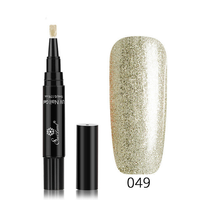 3 In 1 Gel Nail Varnish Pen Glitter One Step Nail Art Gel Polish Hybrid - Pop Up Life