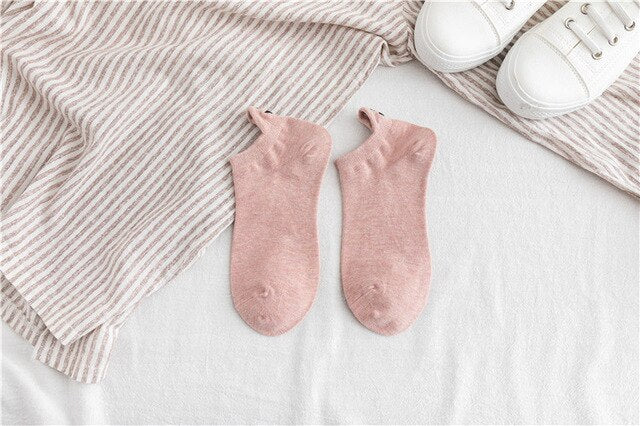 Japanese Kawaii Socks Woman Embroidered Expression Socks Fashion Ankle Funny Sock Women Cotton Thin 1 Pair Candy Color - Pop Up Life