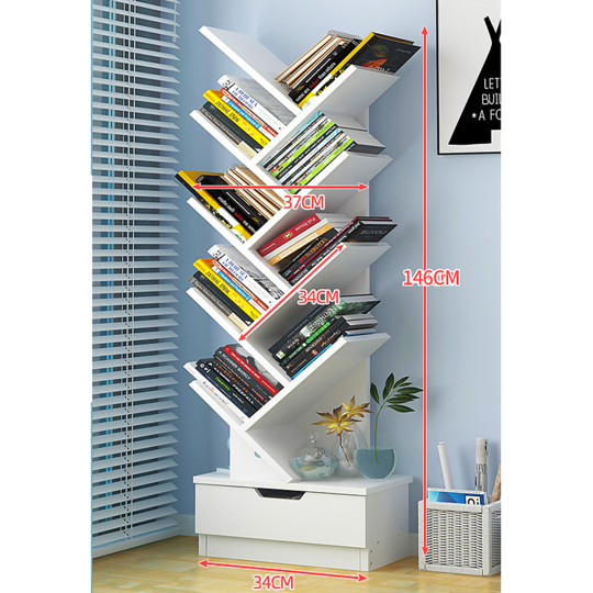 Tree Bookshelf Bookcase Book Organizer 9-Tier Multipurpose Shelf Display Racks - Pop Up Life