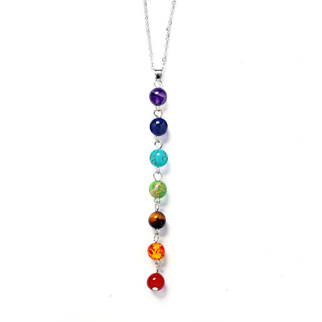 Seven Color Stone Chakra Necklaces Pendants Yoga Reiki Healing Balancing 7 Chakra Necklace - Pop Up Life