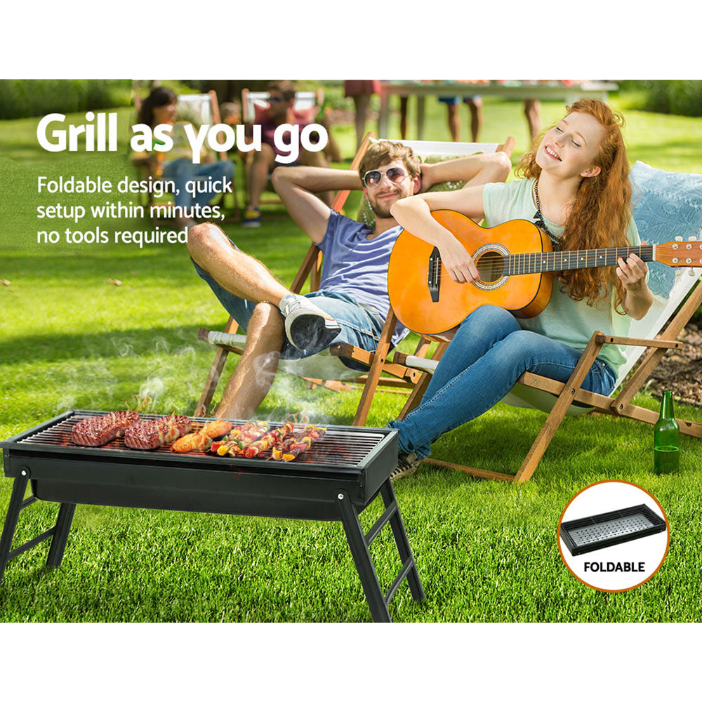 Grillz Charcoal BBQ Grill Smoker Portable Barbecue Outdoor Foldable Camping