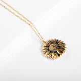 Vintage Sunflower Locket Pendant Necklace Bohemia female Gold Silver Open Engrave letter Necklaces Lover Gift - Pop Up Life