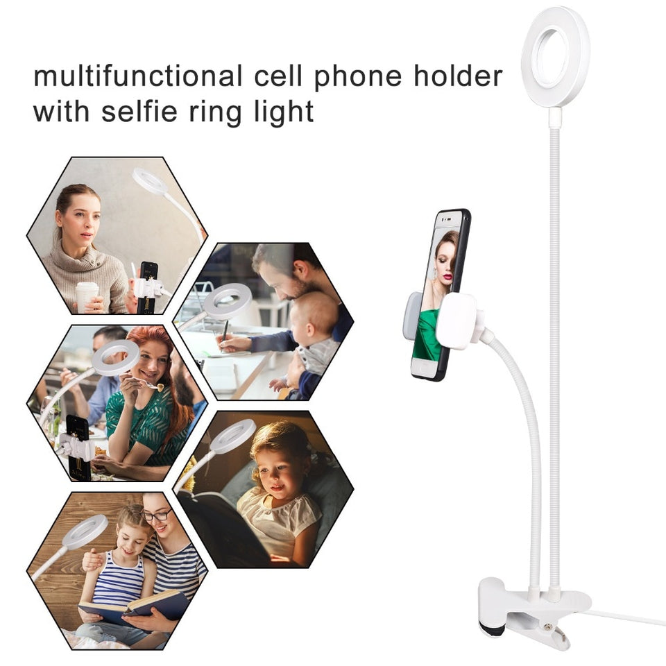 Photo Studio Selfie LED Ring Light with Cell Phone Mobile Holder for Youtube Live Stream Makeup Camera Lamp for iPhone Android - Pop Up Life