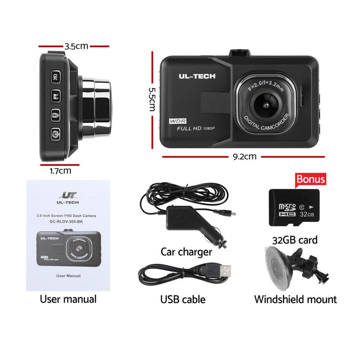 UL-TECH Dash Camera 1080P HD Cam Car Recorder DVR Video Vehicle Carmera 32GB - Pop Up Life