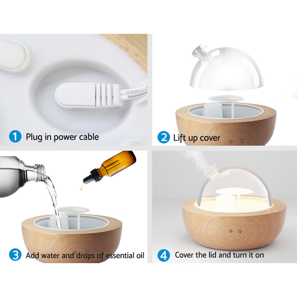Devanti Aroma Diffuser Aromatherapy Humidifier Purifier Essential Oil LED Glass