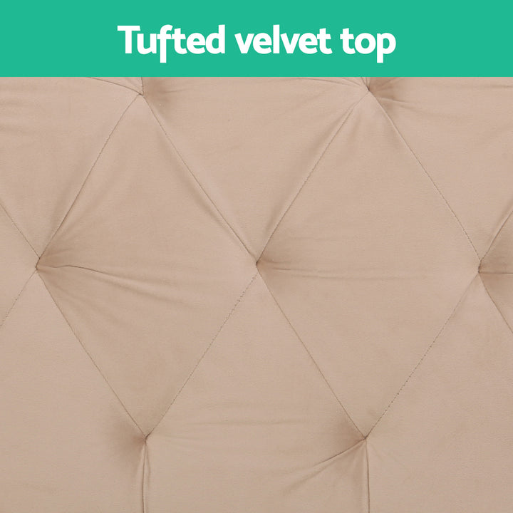 Artiss Storage Ottoman Weaved Velvet Blanket Box Chest Foot Stool Pine and Grey