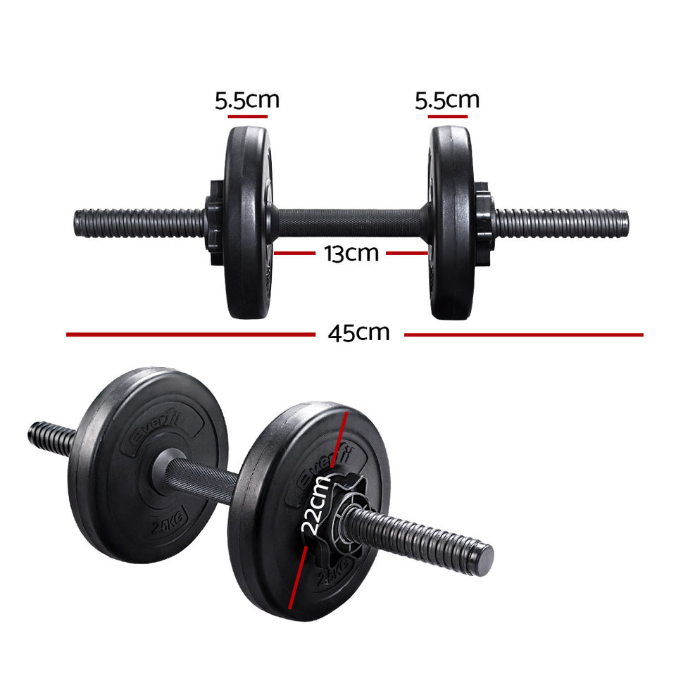 Everfit 12KG Dumbbells Dumbbell Set Weight Plates Home Gym Fitness Exercise - Pop Up Life