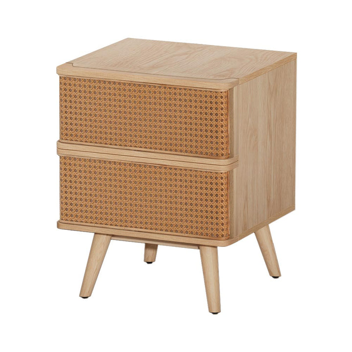 Artiss Bedside Table Rattan Side End Table 2 Drawers Nightstand Bedroom Storage