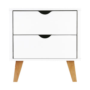Artiss 2 Drawer Wooden Bedside Tables - White