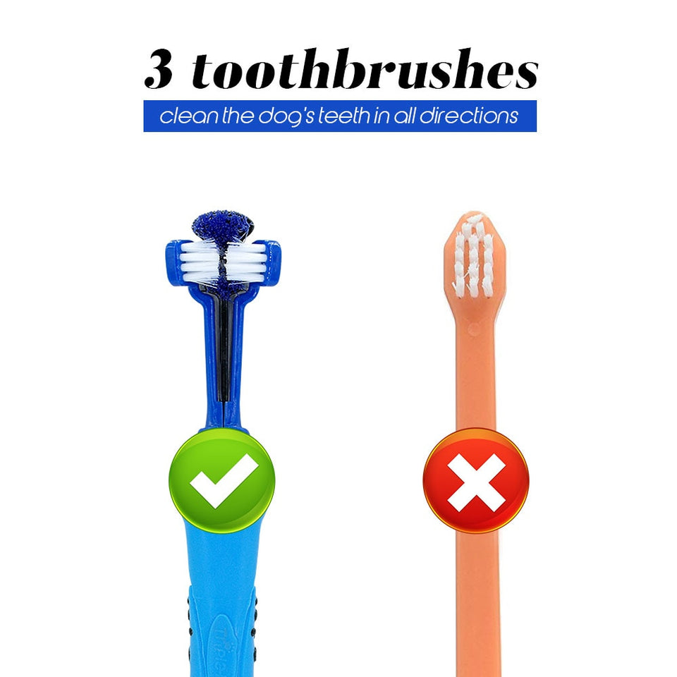 Dog Toothbrush Soft Pet Cat Toothbrush withThree Sided Dogs Rubber Tooth Brush Bad Breath Tartar Teeth Tool Pet Accessories - Pop Up Life