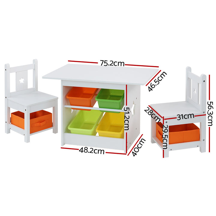 Keezi 3 PCS Kids Table and Chairs Set Children Furniture Play Toys Storage Box