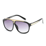 Vintage Square Sunglasses Men Women Metal Big Frame Glasses Women Clear Lens Sun Glasses with box - Pop Up Life