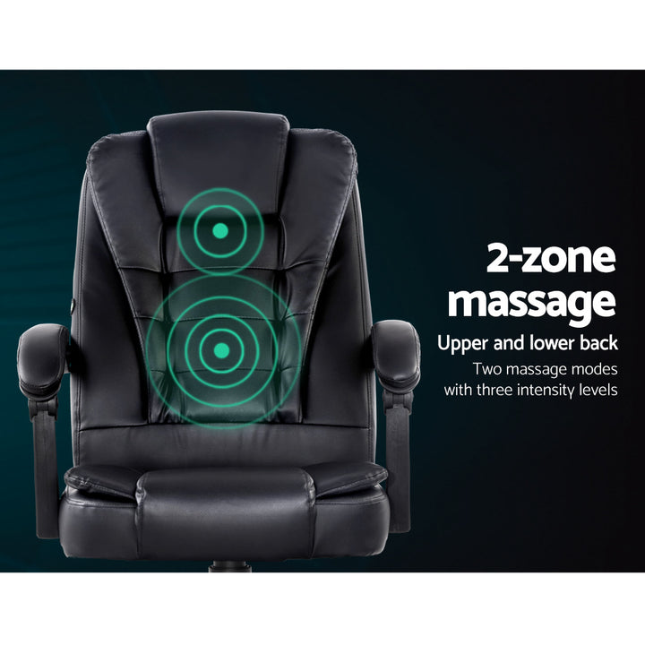 Artiss Electric Massage Office Chairs PU Leather Recliner Computer Gaming Seat Black
