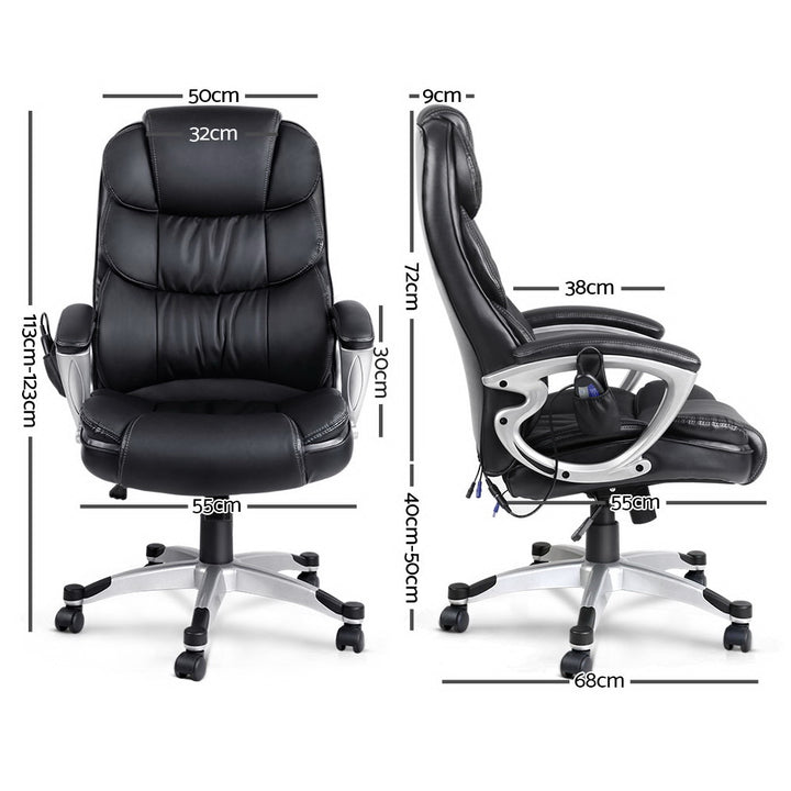 Artiss Massage Office Chair 8 Point PU Leather Black