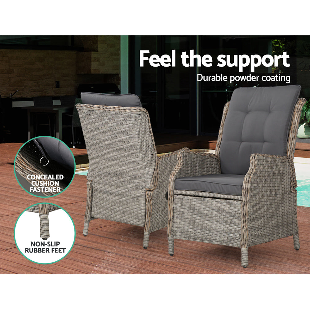 Gardeon Recliner Chair Sun lounge Outdoor Setting Patio Furniture Wicker Sofa