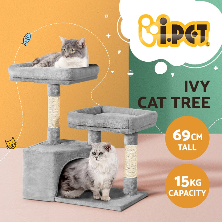 i.Pet Cat Tree Tower Scratching Post Scratcher Wood Condo House Bed Trees 69cm