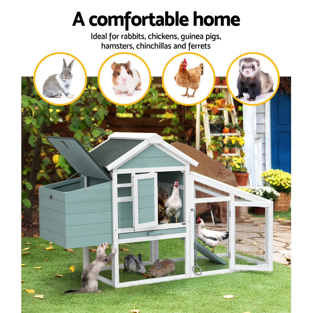 i.Pet Chicken Coop Rabbit Hutch Large House Run Cage Wooden Outdoor Pet Hutch