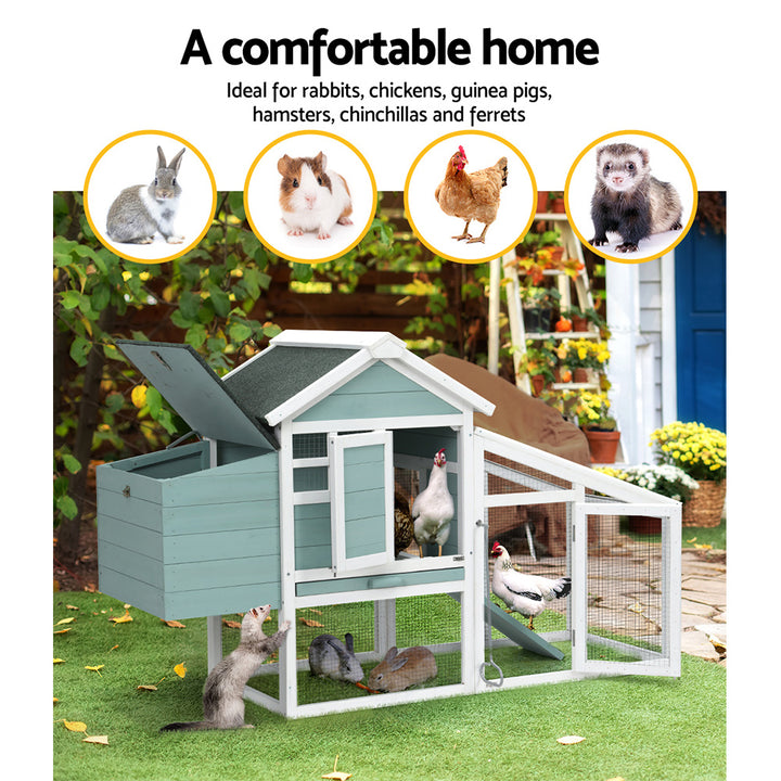 i.Pet Chicken Coop Rabbit Hutch Large House Run Cage Wooden Outdoor Pet Hutch