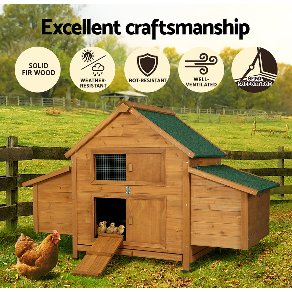 i.Pet Chicken Coop Large Rabbit Hutch House Run Cage Wooden Outdoor Pet Hutch