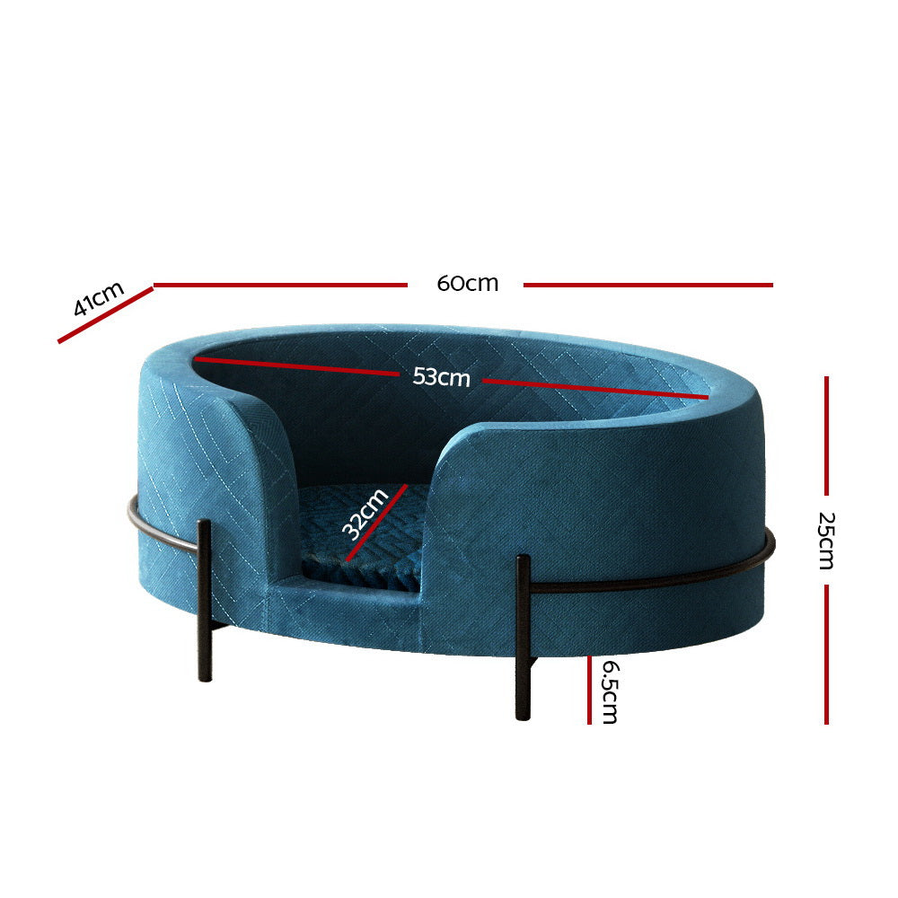 i.Pet Pet Bed Elevated Dog Cat Calming Beds Sofa Couch Removable Cushion Blue