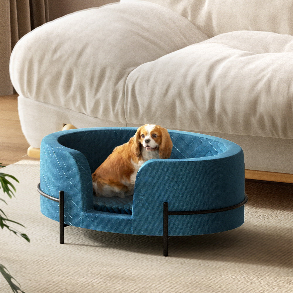 i.Pet Pet Bed Elevated Dog Cat Calming Beds Sofa Couch Removable Cushion Blue