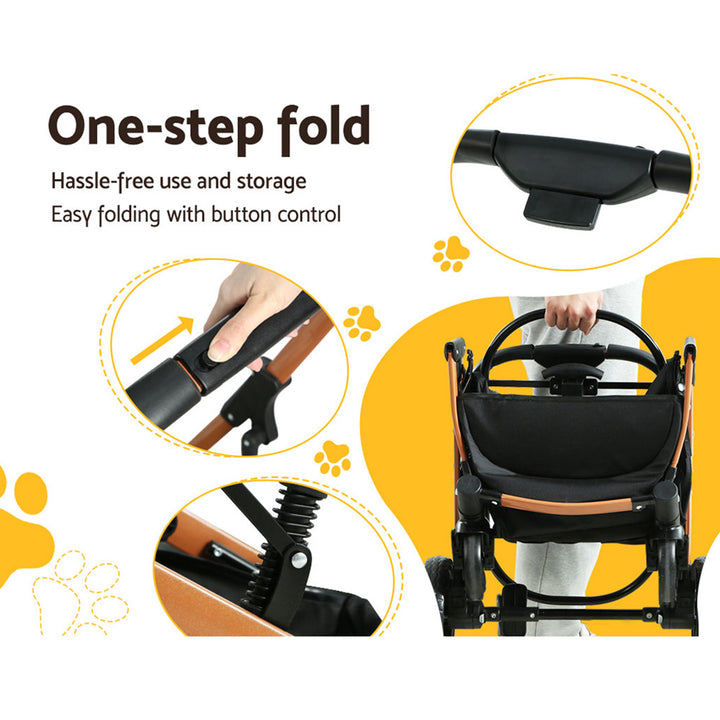 i.Pet Pet Stroller Dog Pram Large Cat Carrier Travel Pushchair Foldable 4 Wheels
