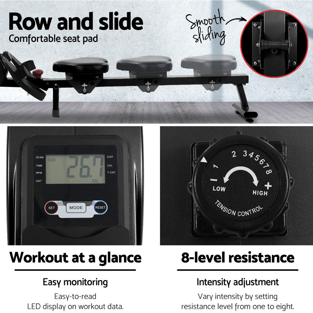 Everfit Magnetic Rowing Exercise Machine Rower Resistance Cardio Fitness Gym - Pop Up Life