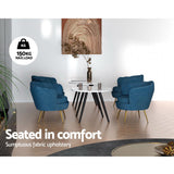 Artiss Armchair Lounge Chair Accent Retro Armchairs Lounge Shell Velvet Navy