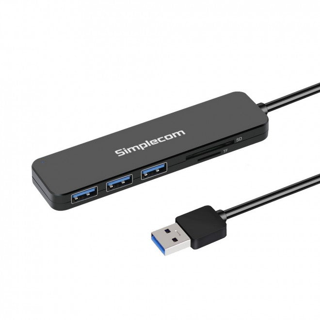 SIMPLECOM CH365 SuperSpeed 3 Port USB 3.0 (USB 3.2 Gen 1) Hub with SD MicroSD Card Reader