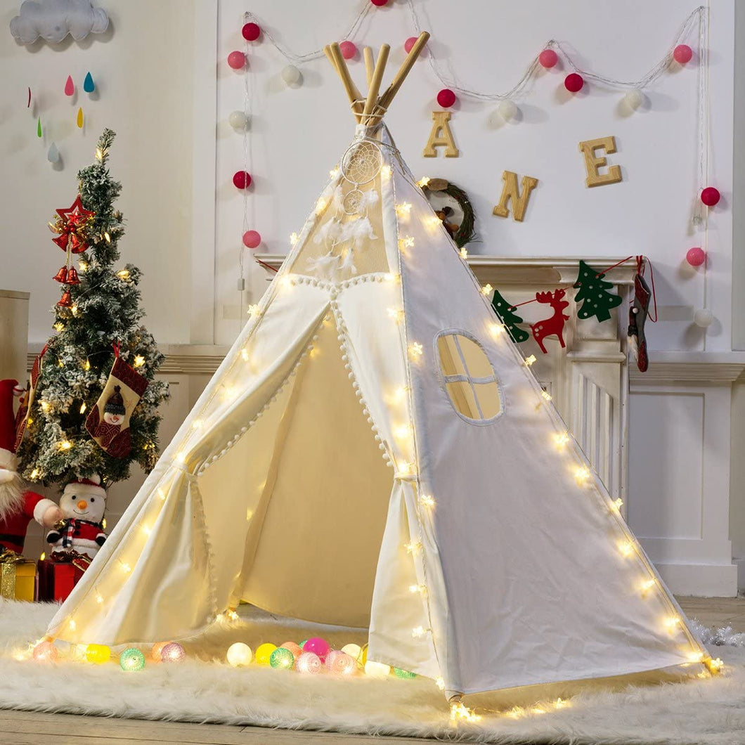 5 Poles Giant Kids Teepee Tent (Natural Canvas)