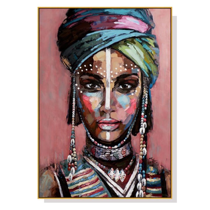 Wall Art 80cmx120cm African woman II Gold Frame Canvas