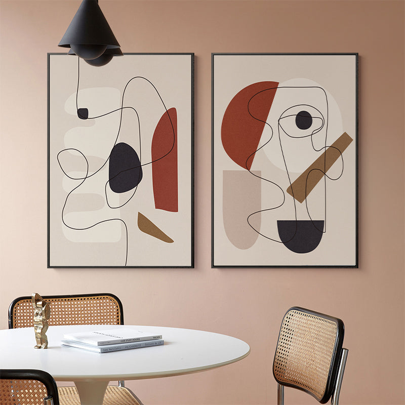 Wall Art 80cmx120cm Abstract Line Art By Picasso 3 Sets Black Frame Canvas