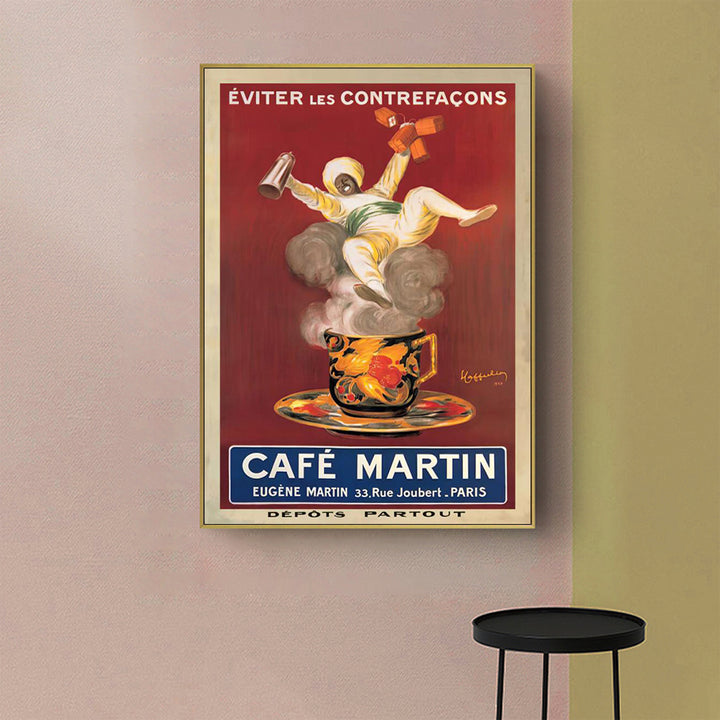 Wall Art 100cmx150cm Cafe Martin Gold Frame Canvas