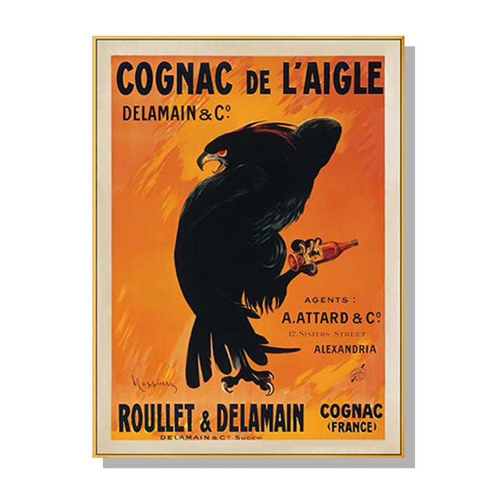 Wall Art 40cmx60cm Cognac de l’Aigle Gold Frame Canvas