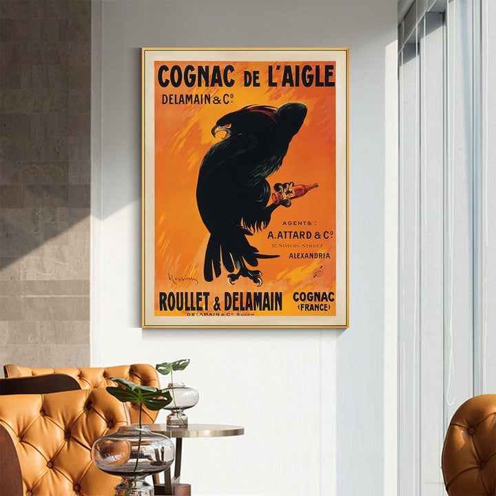 Wall Art 40cmx60cm Cognac de l’Aigle Gold Frame Canvas