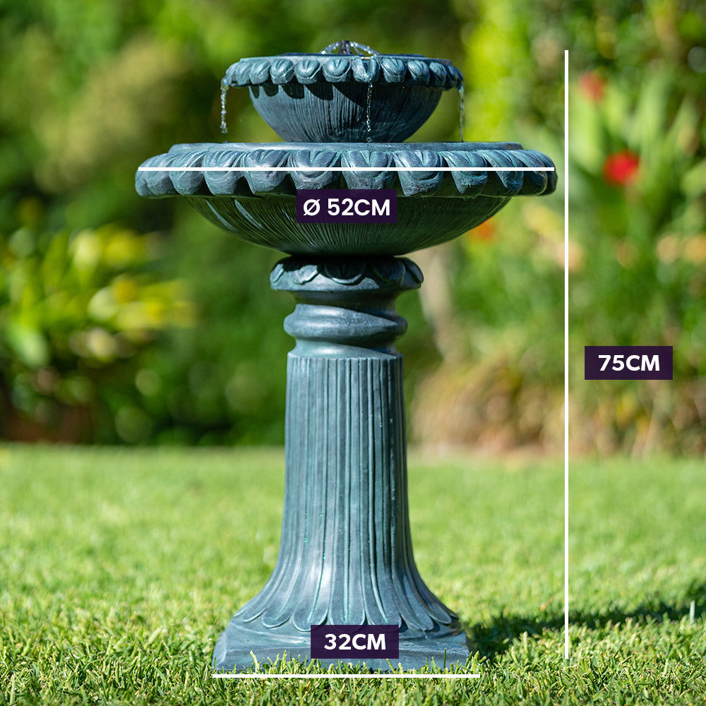 PROTEGE Water Fountain Solar Powered Battery Outdoor Bird Bath with LED Lights