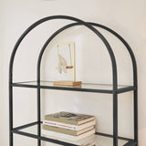VASAGLE Bookshelf 5 Tier Tempered Glass with Metal Frame Black