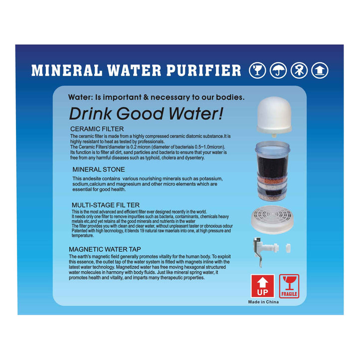 16L Benchtop 8 Stage Water Filter - Ceramic Carbon Mineral Stone Silica Purifier