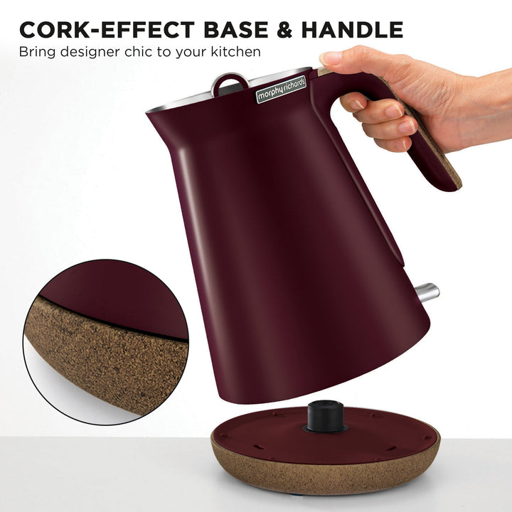 Morphy Richards 1.5L Aspect Kettle - Maroon with Cork-Effect Trim
