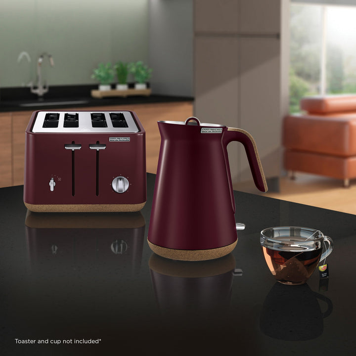 Morphy Richards 1.5L Aspect Kettle - Maroon with Cork-Effect Trim