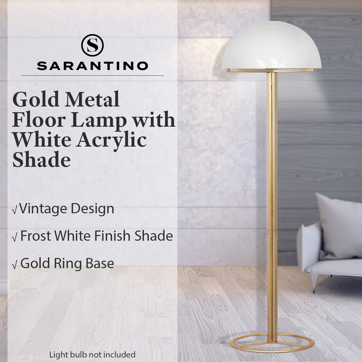 Sarantino Metal Floor Lamp with White Acrylic Shade by Sarantino