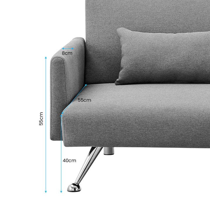Sarantino Mia 3-Seater Corner Sofa Bed Chaise and Pillows Dark Grey