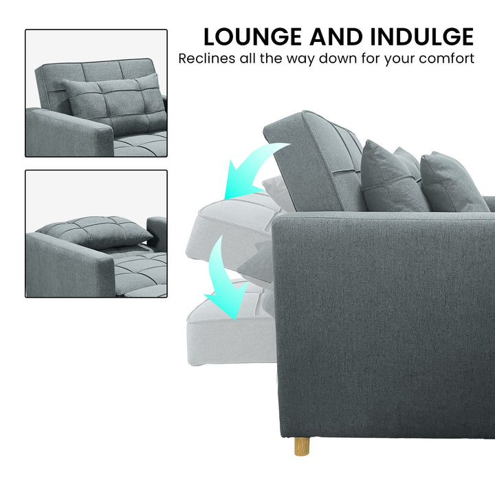 Sarantino Suri 3-in-1 Convertible Sofa Chair Bed -  Airforce Blue