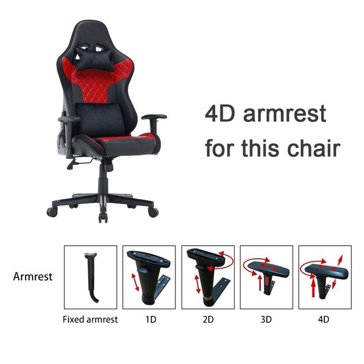 7 RGB Lights Bluetooth Speaker Gaming Chair Ergonomic Racing chair 165° Reclining Gaming Seat 4D Armrest Footrest Black Red