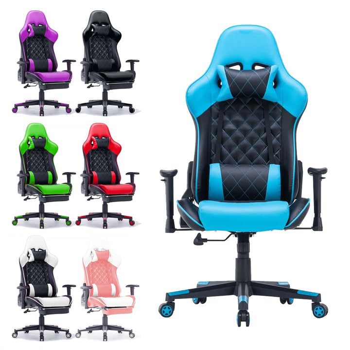 Gaming Chair Ergonomic Racing chair 165° Reclining Gaming Seat 3D Armrest Footrest Black