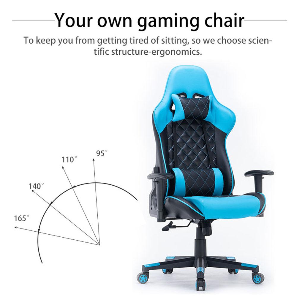 Gaming Chair Ergonomic Racing chair 165° Reclining Gaming Seat 3D Armrest Footrest Pink White